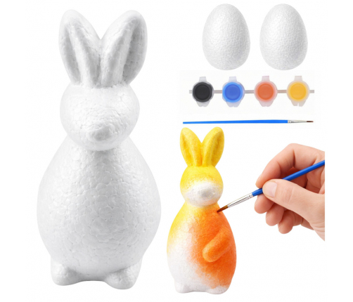 Bunny Styrofoam Decorations Painting Kit 2 Eggs Paints