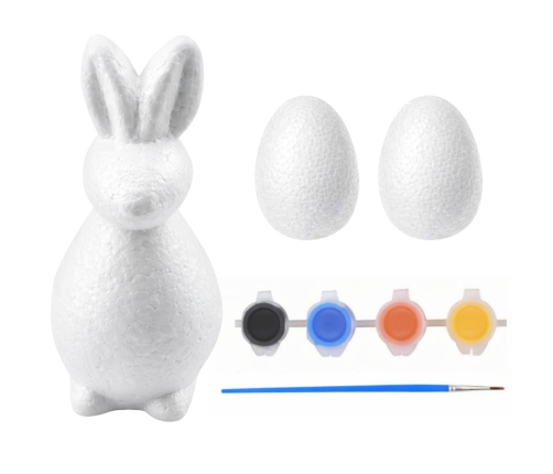 Bunny Styrofoam Decorations Painting Kit 2 Eggs Paints