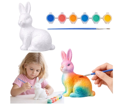 Bunny Styrofoam Decorations Painting Kit Paint Brush