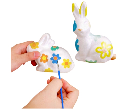 Easter Set Styrofoam Eggs 9pcs Bunny Figurine Paints
