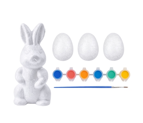Easter Set Styrofoam Eggs 3pcs Bunny Figurine Paints