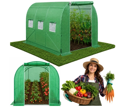Foil Tunnel Garden Greenhouse 2x3 6m2 Green for Vegetables Frame