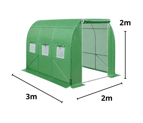 Foil Tunnel Garden Greenhouse 2x3 6m2 Green for Vegetables Frame