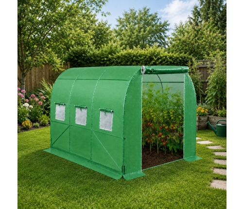 Foil Tunnel Garden Greenhouse 2x3 6m2 Green for Vegetables Frame
