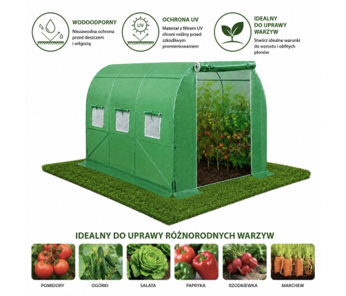 Foil Tunnel Garden Greenhouse 2x3 6m2 Green for Vegetables Frame