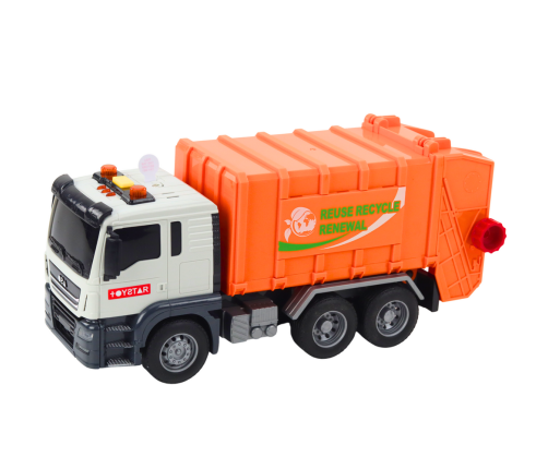 Garbage Truck Garbage Bins Lights Sounds Orange 1:14