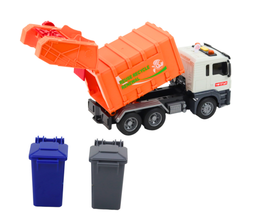 Garbage Truck Garbage Bins Lights Sounds Orange 1:14