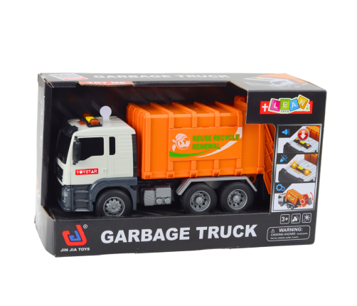 Garbage Truck Garbage Bins Lights Sounds Orange 1:14