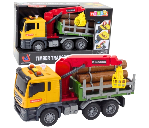 Timber Crane Truck Lights Sounds Yellow 1:14