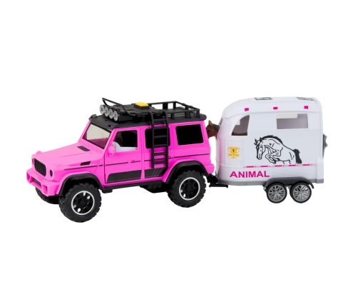 Off-road Vehicle with Horse Trailer, Figure, Lights, Sounds