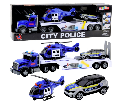 Police Truck Helicopter Car Police Car Lights Sounds Set