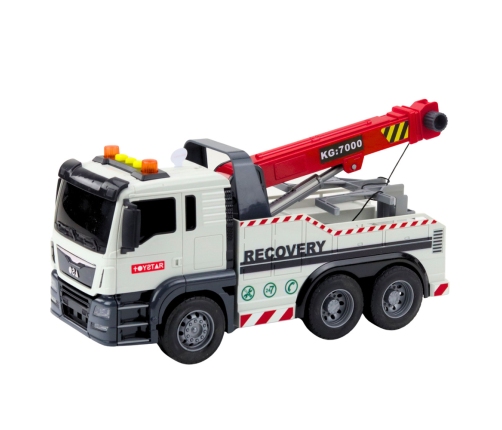 Construction Truck with Adjustable Crane Lights and Sounds White