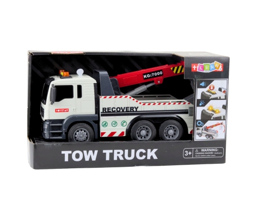 Construction Truck with Adjustable Crane Lights and Sounds White