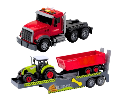 Set Truck Tractor with Trailer Lights and Sounds Red