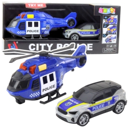 Police Helicopter Car Set with Moving Lights and Sounds