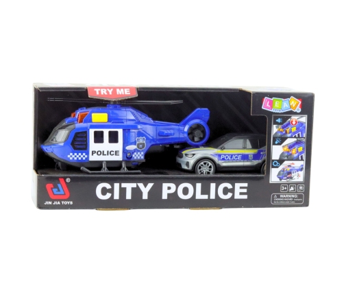 Police Helicopter Car Set with Moving Lights and Sounds