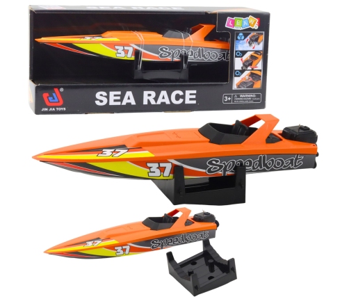 Boat Motorboat Wind-Up Mechanism for Water Orange
