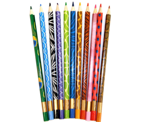 Set of 24 Colored Wooden School Pencils