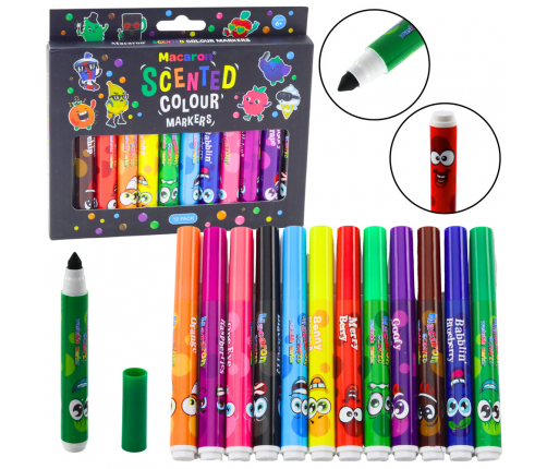 Markers, felt-tip pens, intense colors, fragrant, 12 pcs.