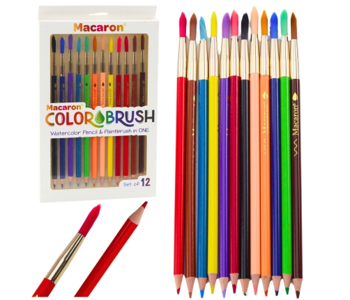 Watercolor Pencils With Brushes 2in1 Colored 12 Pcs