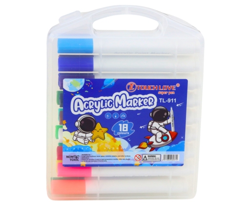 Set of Acrylic Marker Pens in Organizer 18pcs.