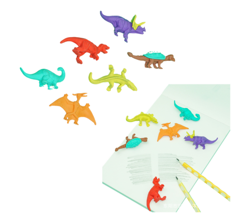 Set of 6 School Dinosaurs Erasers