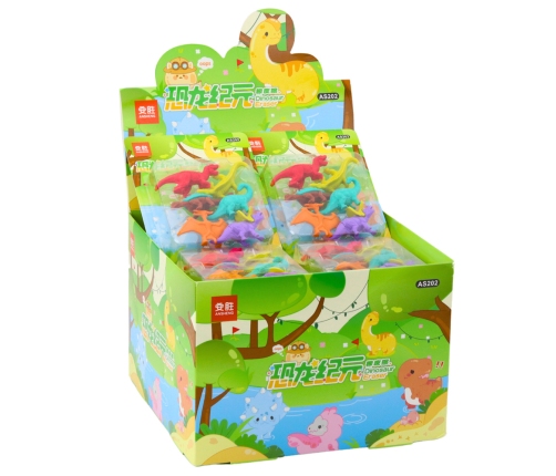 Set of 6 School Dinosaurs Erasers