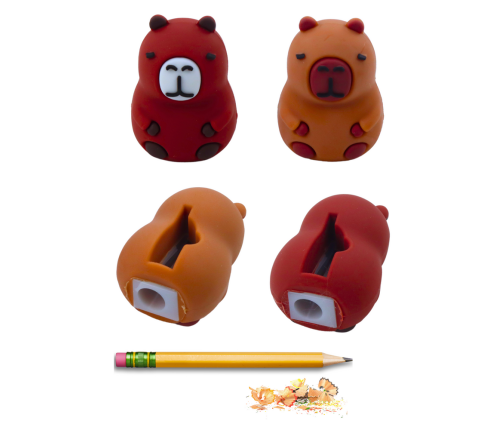 Sharpener for thin pencils, school, office, Capybara, brown