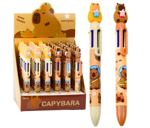 Pen Figurine Capybara With Cup Multicolor Brown 0.7mm