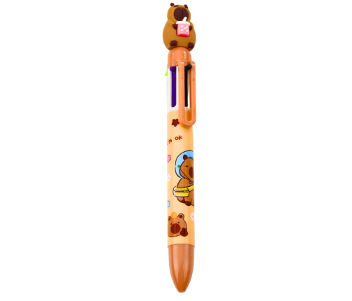 Pen Figurine Capybara With Cup Multicolor Brown 0.7mm