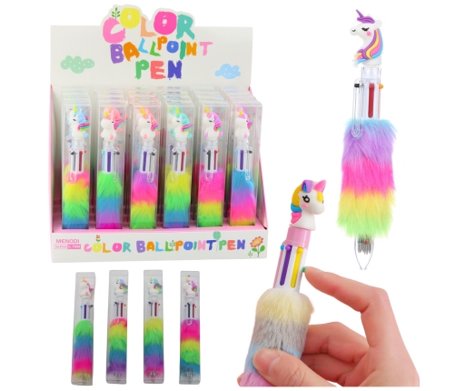 School Office Pen With Fur Unicorn Multicolor
