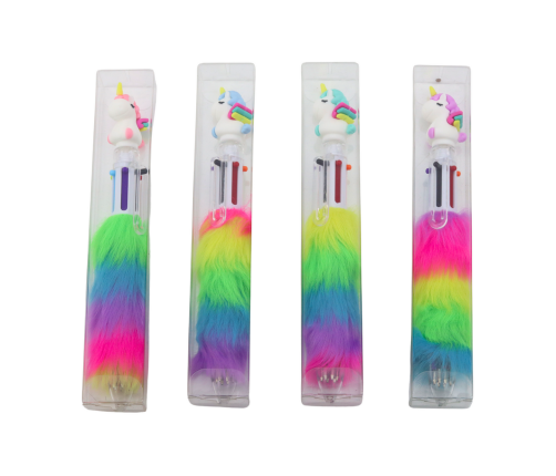 School Office Pen With Fur Unicorn Multicolor