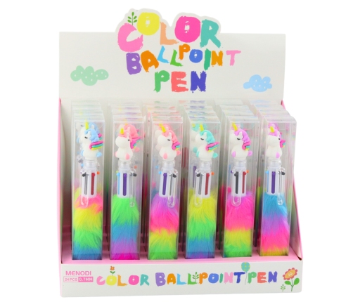School Office Pen With Fur Unicorn Multicolor