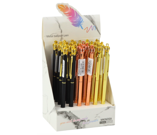 Metal Ballpoint Pen Automatic Crown Blue Ink 1.0mm