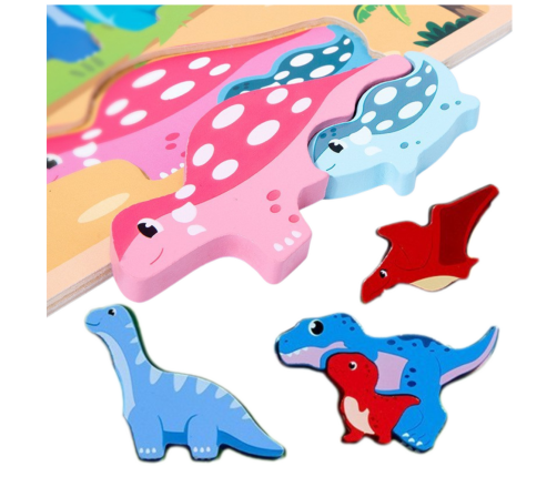 Puzzle Board 2in1 Wooden Educational Marker Dinosaurs 12pcs