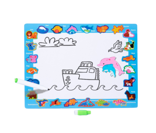 Puzzle Board 2in1 Wooden Educational Marker Dinosaurs 12pcs