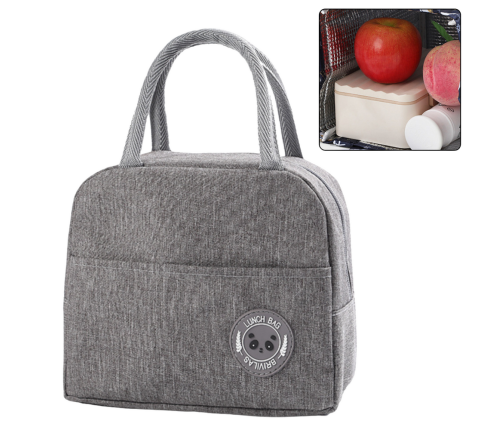 Thermal Insulating Breakfast Bag Lunch Bag Gray 23cm