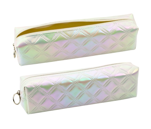 Pencil Case School Organizer Embossed Pattern Pearl White 21x6cm