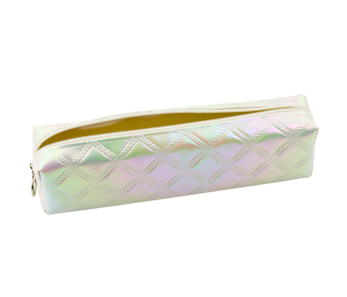 Pencil Case School Organizer Embossed Pattern Pearl White 21x6cm