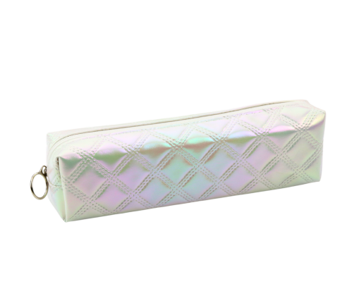 Pencil Case School Organizer Embossed Pattern Pearl White 21x6cm