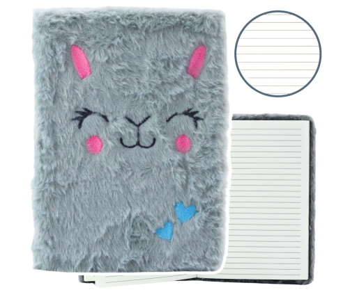 Plush Notebook Notebook Lined Gray Hare A5 80 Sheets