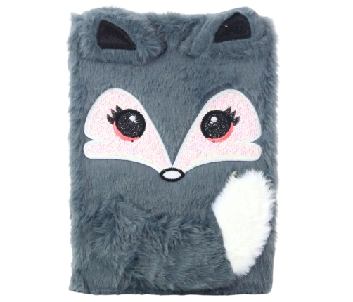 Plush Notebook Notebook Lined Gray Fox A5 80 Sheets