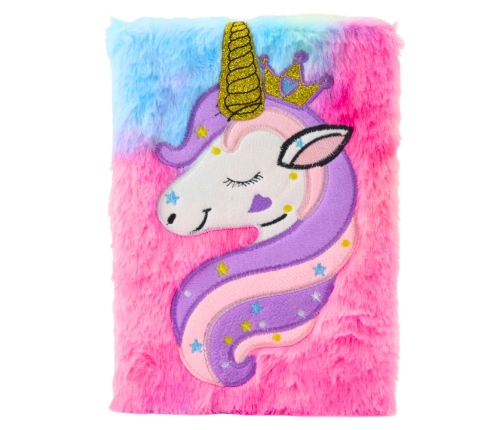 Plush Notebook Notebook Lined Unicorn with Golden Horn A5 80 Sheets