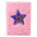 Plush Notebook Notebook Lined Star with Confetti Pink A5 80 Sheets