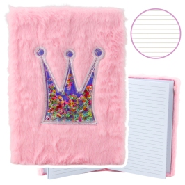Plush Notebook Notebook Lined Crown with Confetti Pink A5 80 Sheets Plush Notebook Notebook Lined Crown with Confetti Pink A5 80 Sheets