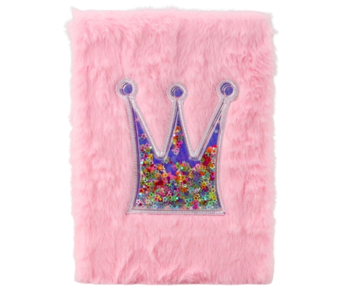 Plush Notebook Notebook Lined Crown with Confetti Pink A5 80 Sheets
