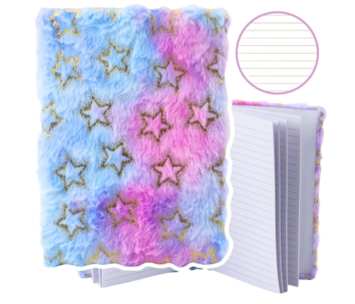 Plush Notebook Notebook Lined Gold Stars Pastel A5 80 Sheets