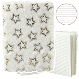 Plush Notebook Notebook Lined Gold Stars White A5 80 Sheets Plush Notebook Notebook Lined Gold Stars White A5 80 Sheets