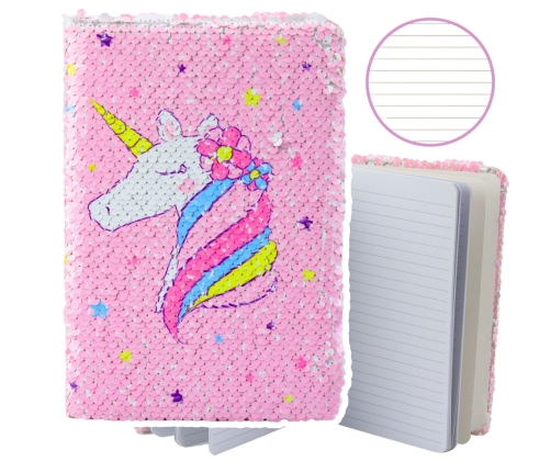 Notebook Notebook Lined Sequins Two-Color Unicorn A5 80 Sheets