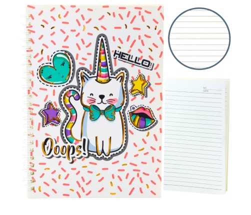 Notebook Notebook Lined Cat Unicorn Pink Patterns White A5 60 Sheets